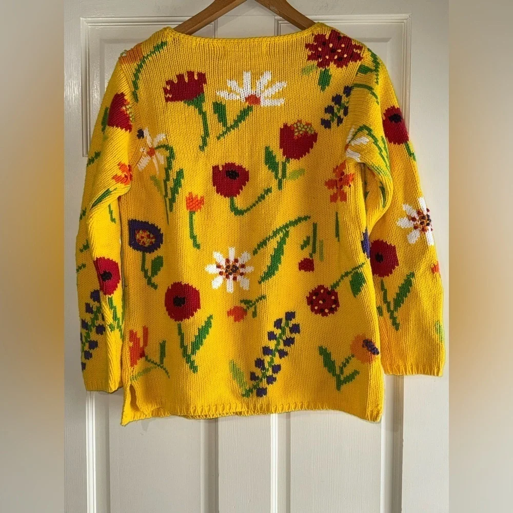 Vintage 1990s Marisa Christina Maximalist Floral Sweater Small - Picture 2 of 3